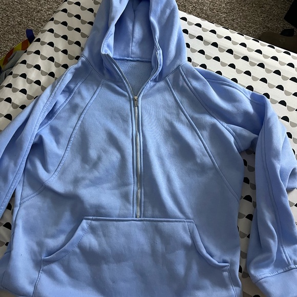 blue mid length long sleeve top - Picture 2 of 2
